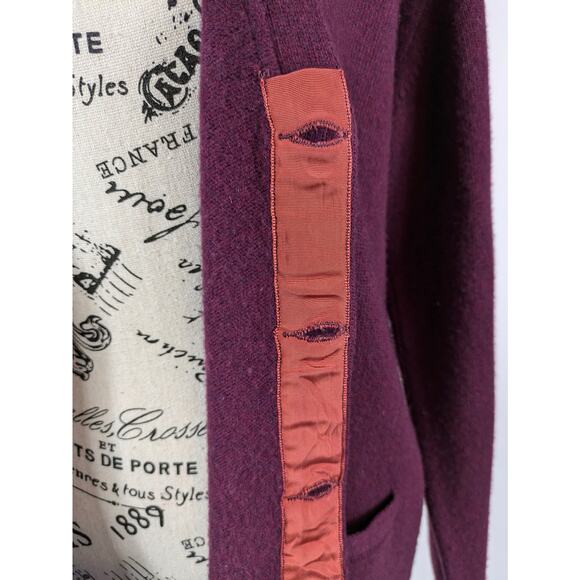 Selfridges London Womens M Cardigan Sweater UK 40 100% Pure Cashmere Red Maroon - Picture 10 of 11